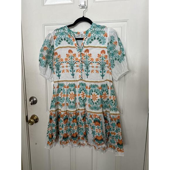 Celina Moon Dress Womens Medium Floral Boho Puff Sleeve Tiered Summer Resort - Picture 3 of 10